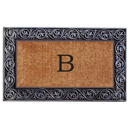 Calloway Mills Monogram Door Mat, Silver, Black, Natural, 18 in W x 30 in L 10002SILVB